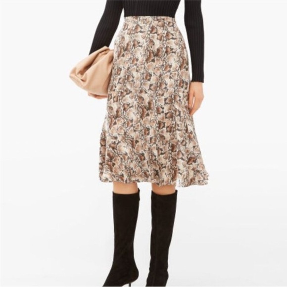 Altuzzara Snake Print Silk Midi Skirt Size 34 Career Officewear Runway Designer - Picture 1 of 16